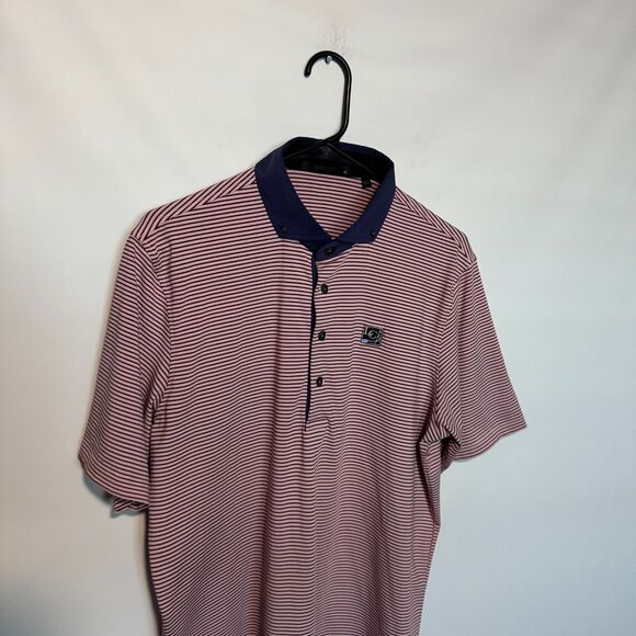 Greyson Polo Shirt Mens Medium Pink Striped Golf Performance Stretch Wolf - Picture 2 of 8